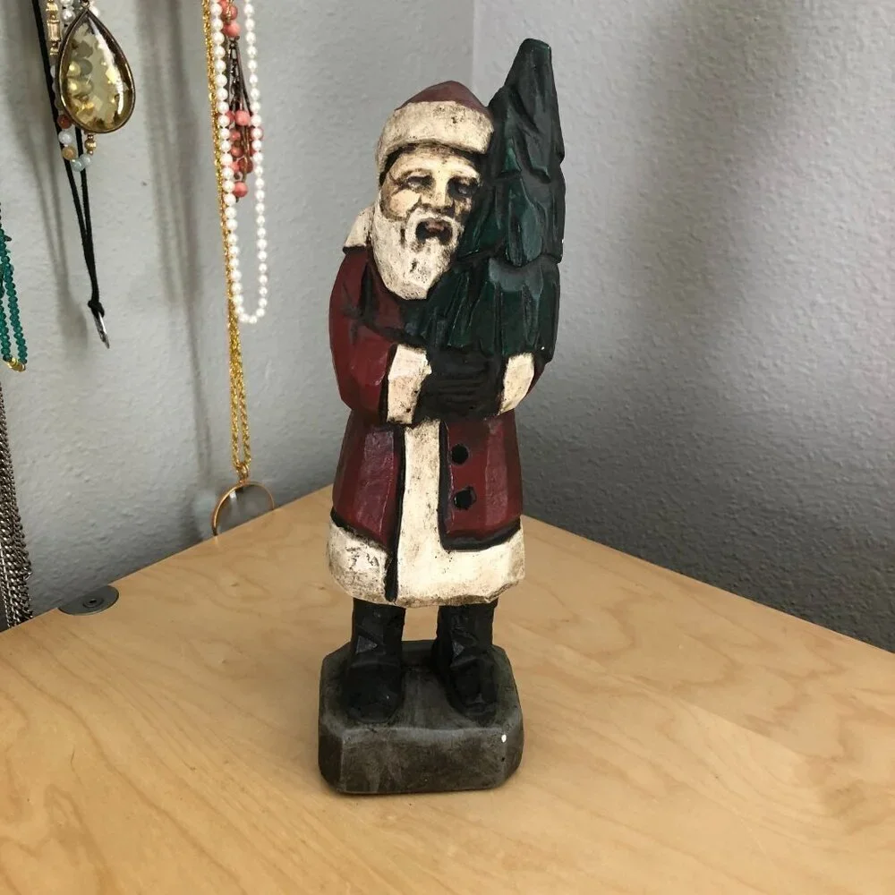 Vintage Belsnickle Chalkware Handpainted Folk Art Santa 10.5 Vaillancourt? Large